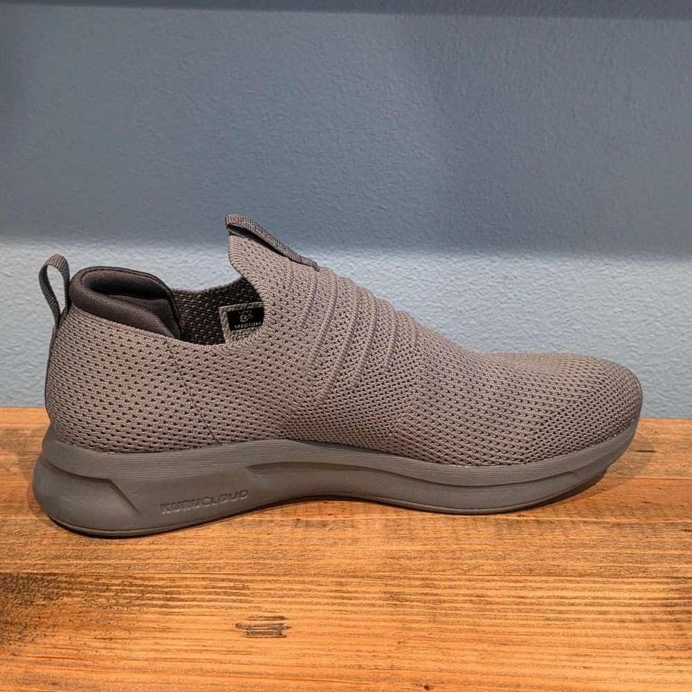 Kuru Mens Atom Slip-On Sneakers Grey Knit Orthopedic Walking Shoes‎ 8.5